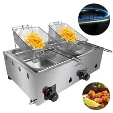 Fritadeira Fritador Inox A Gás Para Batatas Salgados