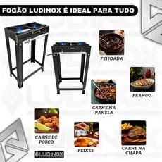 FOGÃO 2 BOCAS INDUSTRIAL QUEIMADOR CAULIM DE ALTA PRESSÃO PREMIUM