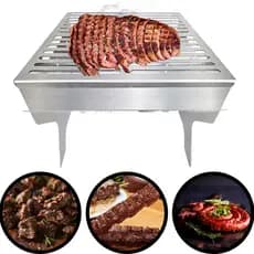 Churrasqueira De Mesa 27x27 Cm Aço Inoxidável A Carvão Moderna Alto Padrão