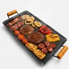 Bifeteira Chapa De Ferro para Fogão á Gas e Lenha 44x22 Cm Carnes Legumes Lanches e Porções