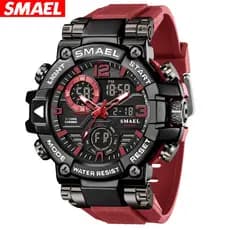 SMAEL 8110 Moda Lazer Homem À Prova D'água Dual Display Cronógrafo Alarme Data Modo Brilho Liga De Zinco Caso Alça TPU M