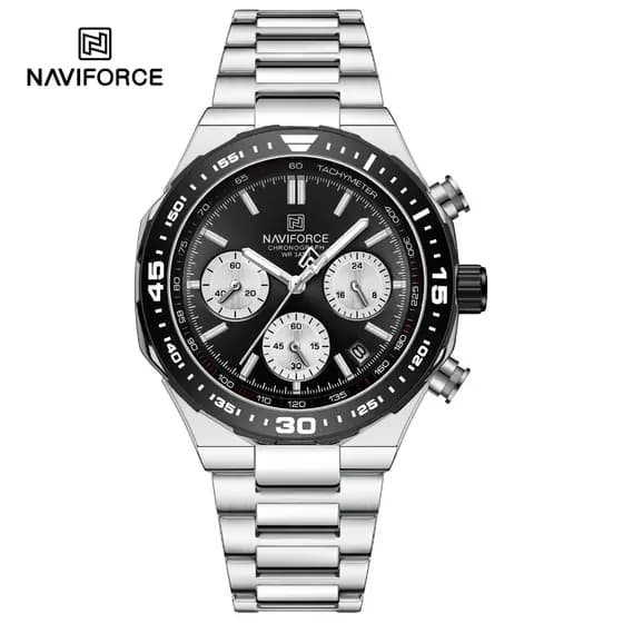NAVIFORCE Marca 8049 Fashing Luxo Homens Relógio De Pulso De Quartzo Redondo Liga De Zinco Cass Pulseira De Aço Inoxidáv