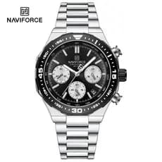 NAVIFORCE Marca 8049 Fashing Luxo Homens Relógio De Pulso De Quartzo Redondo Liga De Zinco Cass Pulseira De Aço Inoxidáv