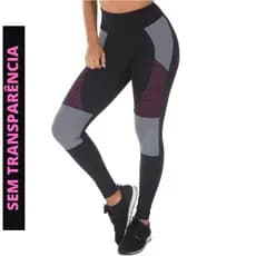 Calça Legging Fitness Academia Sem Transparência Recorte com Tela