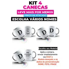Caneca Personalizada com Inicial Nome Frase Foto de Porcelana Temos Todas as Letras Mundo da Caneca