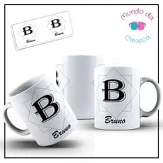 Caneca Personalizada Masculina com Inicial e Nome de Porcelana Temos Todas as Letras Mundo da Caneca