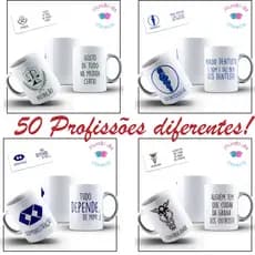 Caneca Personalizada de Profissões com Seu Nome 50 Modelos Diferentes Canecas de Porcelana