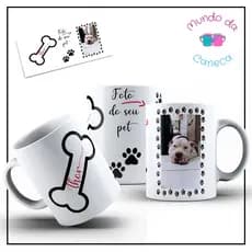 Caneca Personalizada com Foto do seu Pet e Nome de Porcelana Cachorro Gato (qualquer pet)