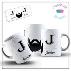Caneca Personalizada Masculina com Inicial e Nome Modelo Barba e Bigode