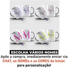 Caneca Personalizada com sua Inicial e seu Nome de Porcelana Escolha sua Cor Temos todas as Iniciais