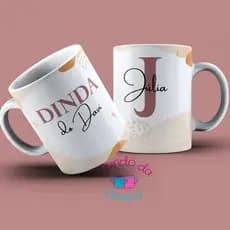 02 Canecas Personalizadas  Padrinhos De Batismo Dindo e Dinda com NOMES do bebe e dos padrinhos