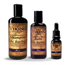 Kit Shampoo + Balm + Óleo Para Barba Viking Mar
