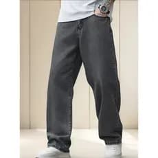Calça Masculina Jeans corte reto Baggy streetwear cor estonada