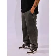 Calça Jeans corte reto Baggy streetwear cor estonada