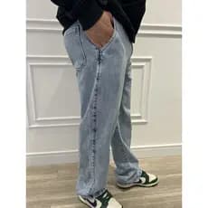 Calça Jeans Reta Cargo Baggy Masculina Balão Larga Carpenter