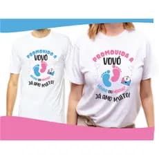 2 CAMISAS PROMOVIDOS A VOVÔ E VOVÓ PEZINHOS AZUL E ROSA 1209