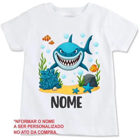 Camiseta personalizada com nome tubarão fundo do mar