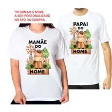 2 camisetas personalizadas fazendinha cavalinho mamãe e papai informar nome