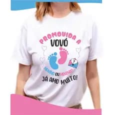 Camisa personalizada pezinhos azul e rosa 0202 PROMOVIDA A VOVÓ