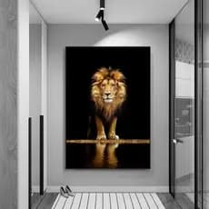 Quadro Decorativo Grande Alta Resolução Quadro Pintura Leão Dourado Decoração Moderna Quadros Decorativos Parede Sala Quarto Escritório