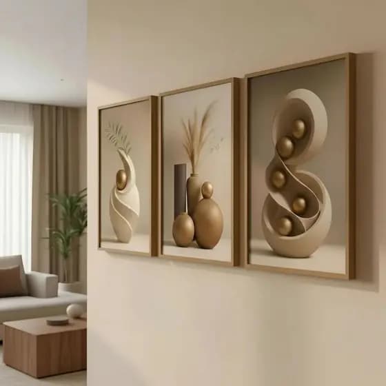 Quadro Sala Formas Geometricas Vaso Moderno Marron E Branco Marron Quadro Sala Formas Geometricas Vaso Moderno Marron E