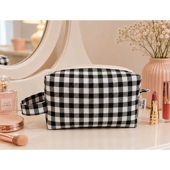 Necessaire Porta Makes Organizador Cosmético Feminino Para Viagem Xadrez