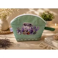 bolsa Necessaire Porta Maquiagem Verde com Lilás