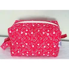 Organizador Feminino Porta Maquiagem Rosa Corações Tamanho Grande