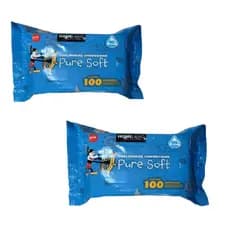 Kit com 2 Toalhas Umedecidas Pure Soft Pacote com 50Un ou 100Un