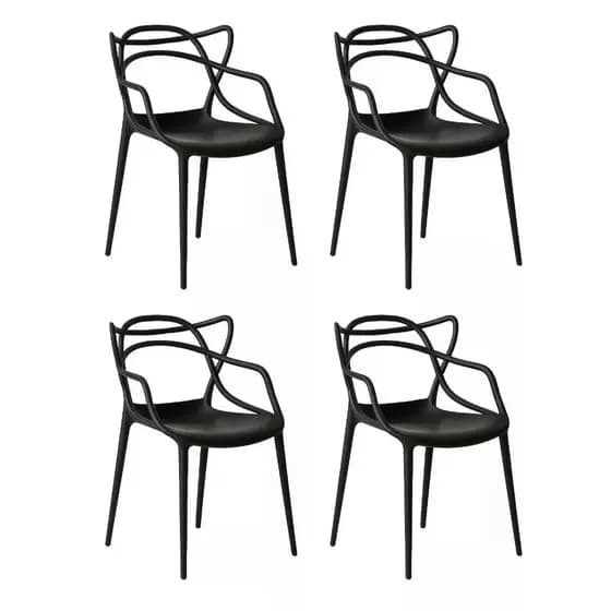 Kit 4 Cadeiras Preta Allegra P/ Cozinha/Mesa/Jantar/Varanda