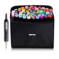 Conjunto 60 Canetas Marcadora de Ponta Dupla Profissional