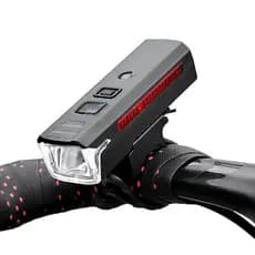 Lanterna Farol Dianteiro Inteligente LED Sensor Fotoelétrico 5 Modos de Luz Suporte Bike Bicicleta