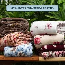 Kit Manta Casal Corttex Estampada Microfibra Macia e Quentinha Antialérgica 1.80 x 2.00m