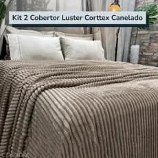 Kit 2 Cobertor Luster Corttex Casal 1.80m x 2.00m Manta Microfibra Canelada Macio Quentinho