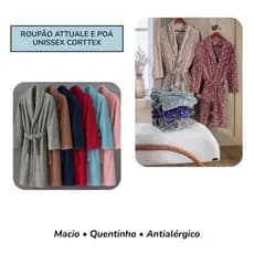 Roupão Microfibra Corttex Attuale e Poá Unissex Adulto Macio e Antialérgico