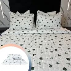 Kit Cobre Leito Percal 200 Fios 3 Peças Colcha Jazz Sorte Casal, Queen e King Soft Touch