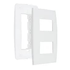 Placa 4x2 2 Módulos Postos Horizontais Soprano Siemens Ilus Com Suporte Branco Clean Universal