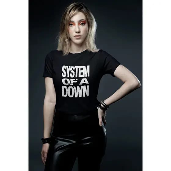 Camiseta Feminina Rock System Of A Down Algodão Premium Manga Curta Moda Casual P ao GG Slim Fit