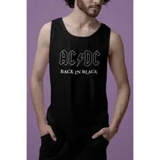 Camiseta Regata Masculina Algodão AC/DC Back in Black
