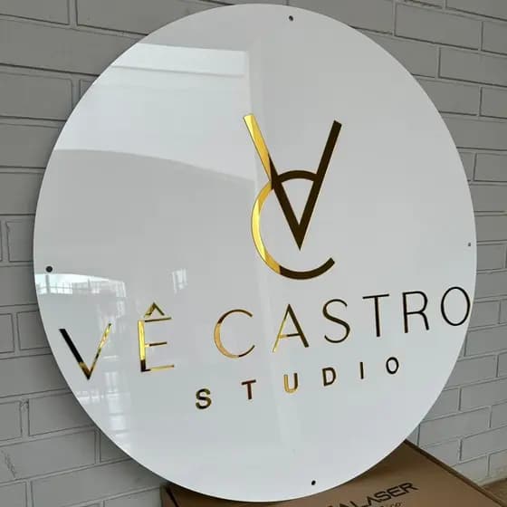 Logo Redondo  em Acrílico Personalizado –  Decorativa Moderna 60 cm [Não acompanha led]