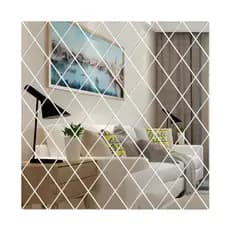 Espelho Acrílico 3D Rhombus Diamante Parede Sala Casa Kit