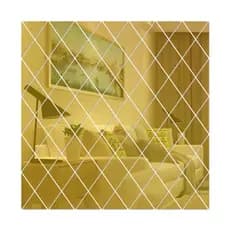 Kit Adesivo Espelho Acrílico 3D Rhombus Diamante Parede Sala