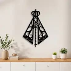 Quadro Decorativo Nossa Senhora Preto Em Aço Carbono Quarto Sala Novo