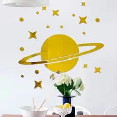 Espelho Acrílico 3D Lua Estrela Planeta Decoração Parede Quarto Infantil Sala