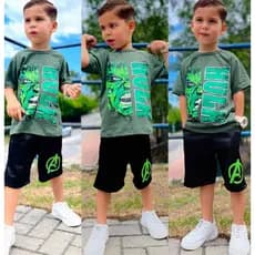 CONJUNTO HULK INFANTIL DE VERÃO MENINO HOMEM ARANHA MICKEY SONIC BATMAN MASCULINO DRY-FIT TAMANHOS DO  2 ATÉ O 14 ANOS