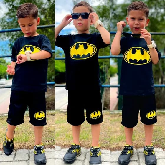 CONJUNTO BATMAN INFANTIL DE VERÃO MENINO HOMEM ARANHA MICKEY SONIC HULK MASCULINO DRY-FIT TAMANHOS DO  2 ATÉ O 14 ANOS