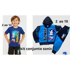CONJUNTO INFANTIL JUVENIL MENINO CRIANÇA HOMEM ARANHA SONIC MICKEY BATMAN HULK - 2 a 14 ANOS