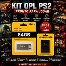 KIT OPL PARA PLAYSTATION 2 + PENDRIVE DE 64GB COM JOGOS