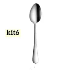 Kit 6 Colher De Jantar Aço Inoxidável Prata Polimento Tecnologia Casa Cozinha Utensílios De Mesa