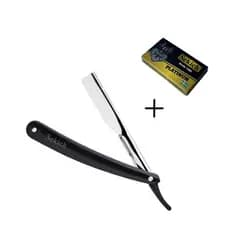 Kit Navalhete Navalha Uso Profissional Para Barbeiro + 5 ou 30 lâminas De Aço Inox Para Acabamento Barba